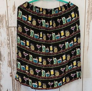 Weekend Traffic Cocktail Print Skirt  size Med